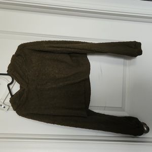 Womens sherpa crop top hoodie. Size small. Olive green